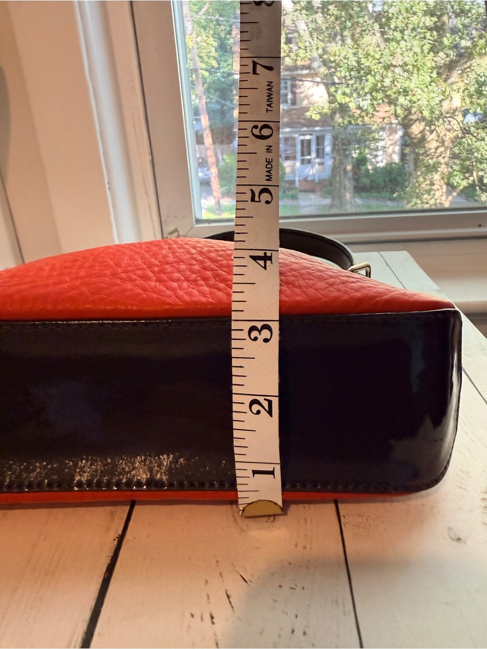 Kate Spade | Red Pebbled Leather Mini Hobo Bag with Black/Brown Patent Trim - Picture 11 of 14